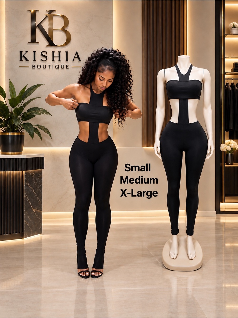 Women's Black Cutout Jumpsuit